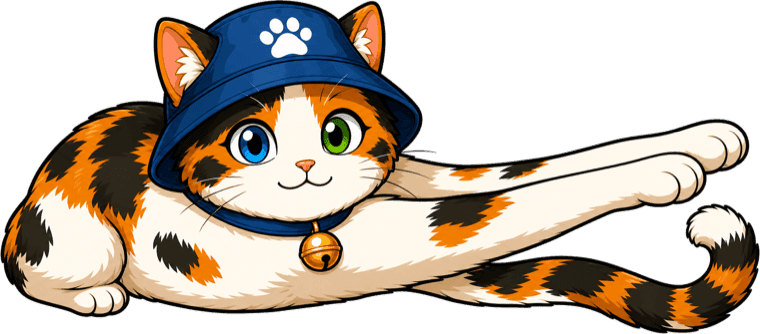 Calico the cat reaching out a paw
